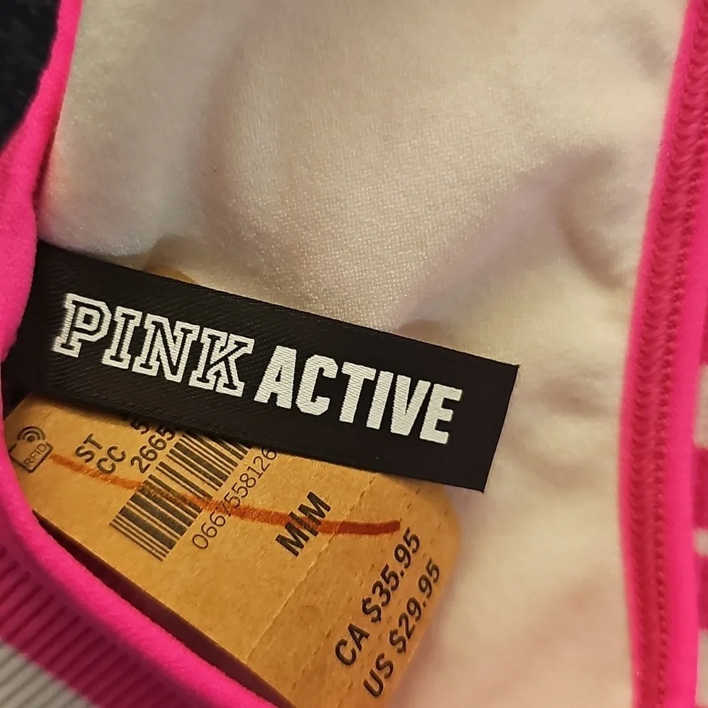 Pink Striped Sports Bra Size M - Picture 2 of 6